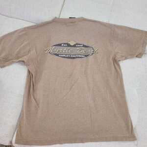 HARLEY DAVIDSON Vintage pocket t shirt MOTORCYCLES 1998 Gray Tan Myrtle Beach SC